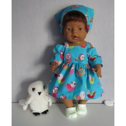 zomersejurk blauw vogels baby born 43cm