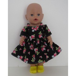 zomersejurkzwart aardbeien baby born 43cm