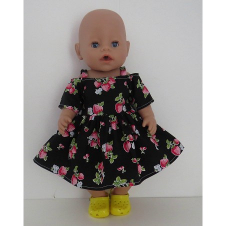 zomersejurkzwart aardbeien baby born 43cm