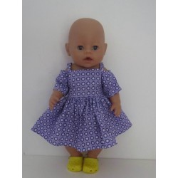 zomersejurklila stippen  baby born 43cm