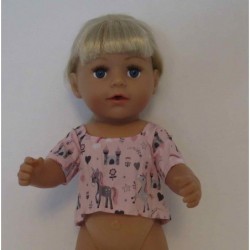 zomershirtje roze eenhoorn baby born 43cm