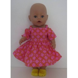 zomersejurk roze geruit baby born 43cm