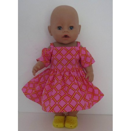 zomersejurk roze geruit baby born 43cm