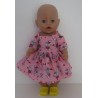 zomersejurk roze konijnen  baby born 43cm
