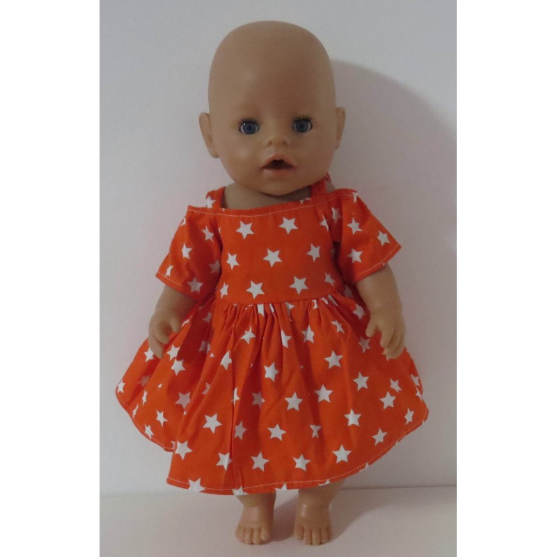 zomersejurk oranje sterren baby born 43cm