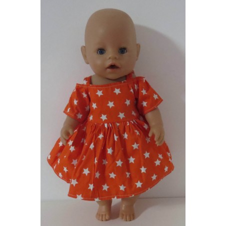 zomersejurk oranje sterren baby born 43cm