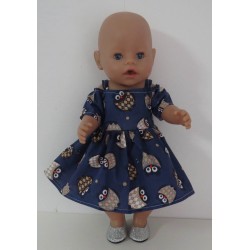zomersejurk blauw uilen baby born 43cm