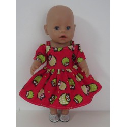 zomersejurk rood uil baby born 43cm