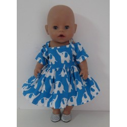 zomersejurk blauw olifanten  baby born 43cm