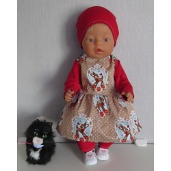 vrolijkejurk set bruin hertje baby born 43cm