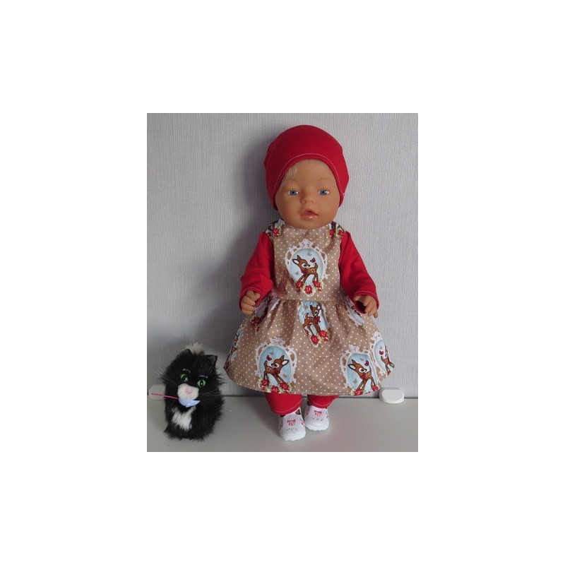 vrolijkejurk set bruin hertje baby born 43cm