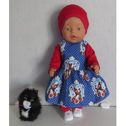vrolijkejurk set blauw hertje baby born 43cm