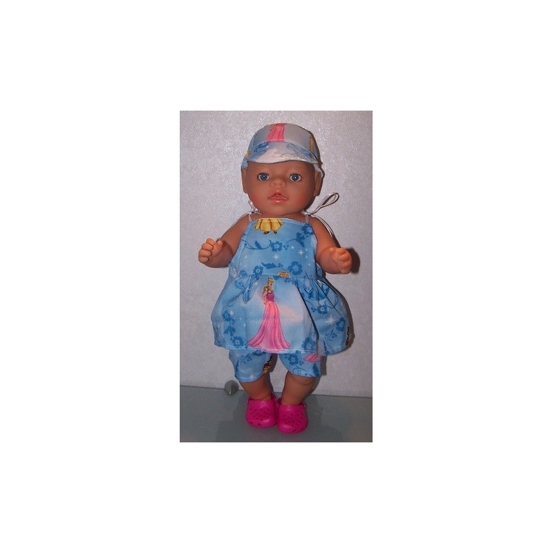 strikjurk setje disney prinsessen blauw  baby born 43cm