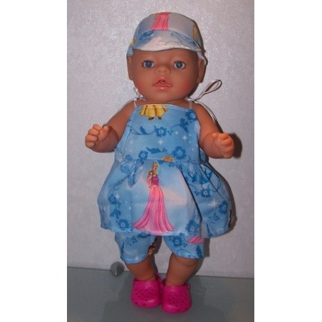 strikjurk setje disney prinsessen blauw  baby born 43cm