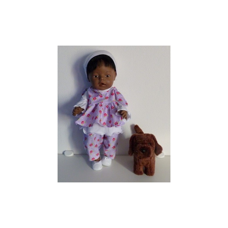 strikjurk setje lila roosjes  baby born 43cm