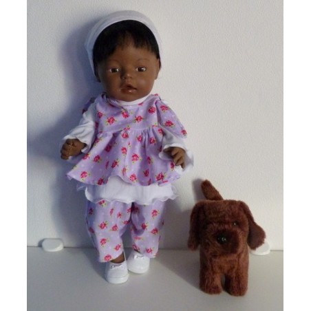 strikjurk setje lila roosjes  baby born 43cm