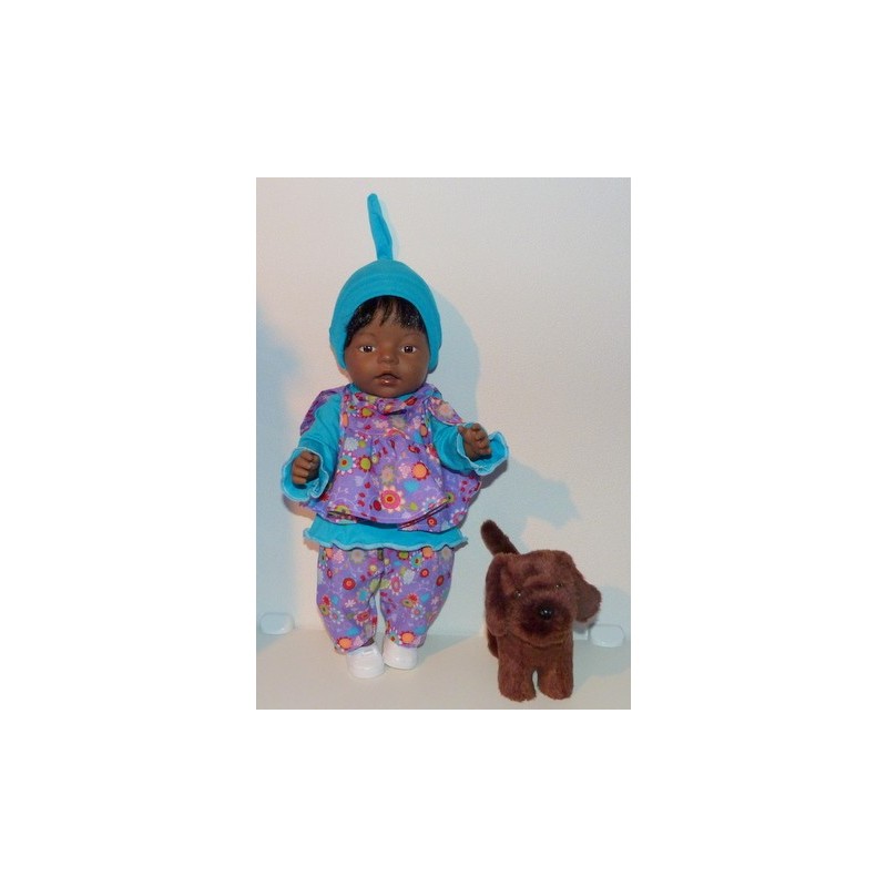 strikjurk setje lila gebloemd  baby born 43cm