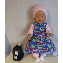 vrolijkejurk set blauw apen baby born 43cm