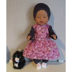 vrolijkejurk set roze paddestoelen baby born 43cm