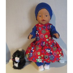 vrolijkejurk set rood dieren baby born 43cm