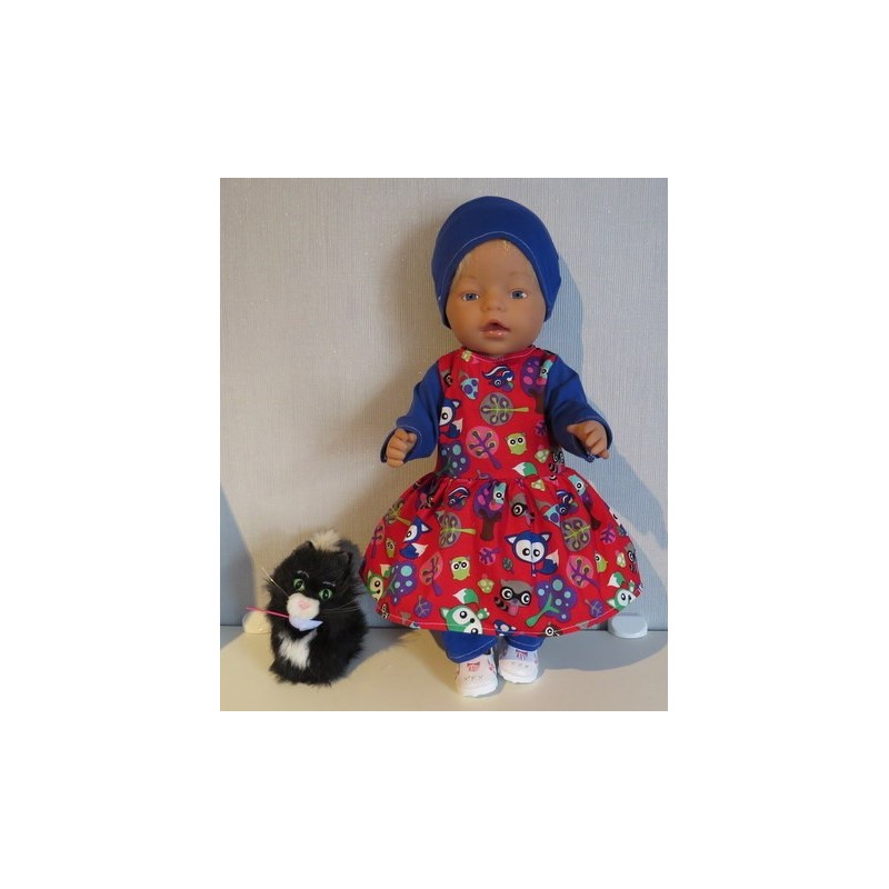 vrolijkejurk set rood dieren baby born 43cm
