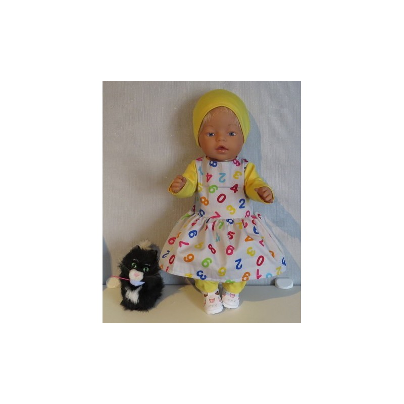 vrolijkejurk set grijs cijfers baby born 43cm