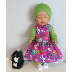 vrolijkejurk set hard roze dieren baby born 43cm