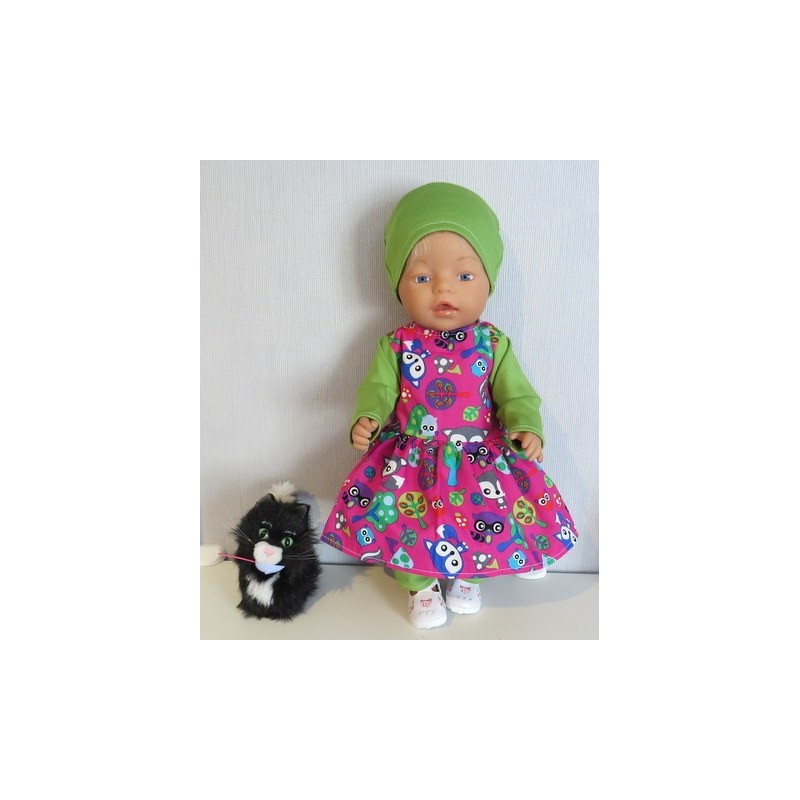 vrolijkejurk set hard roze dieren baby born 43cm