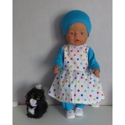 vrolijkejurk set wit stippen baby born 43cm