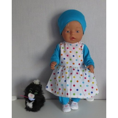 vrolijkejurk set wit stippen baby born 43cm