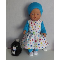 vrolijkejurk set wit sterren baby born 43cm