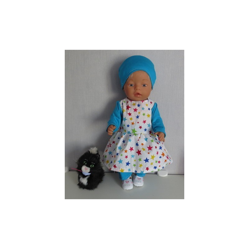 vrolijkejurk set wit sterren baby born 43cm