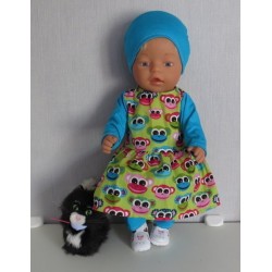 vrolijkejurk set groen apen baby born 43cm