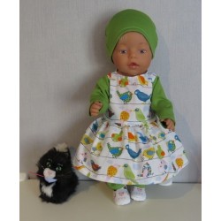 vrolijkejurk set wit vogels baby born 43cm