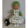 vrolijkejurk set wit vogels baby born 43cm