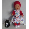 vrolijkejurk set wit vogels met rood baby born 43cm