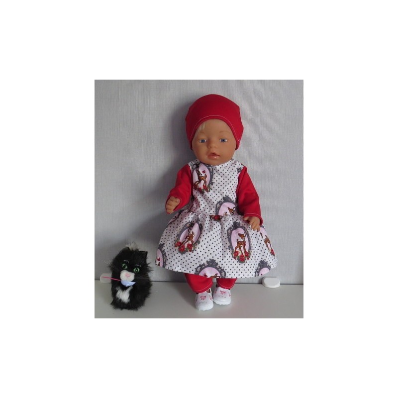 vrolijkejurk set wit hertje baby born 43cm