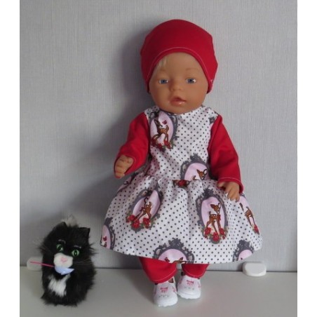 vrolijkejurk set wit hertje baby born 43cm