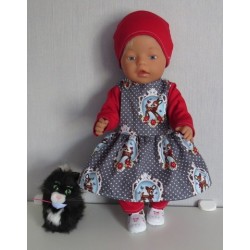 vrolijkejurk set grijs hertje baby born 43cm
