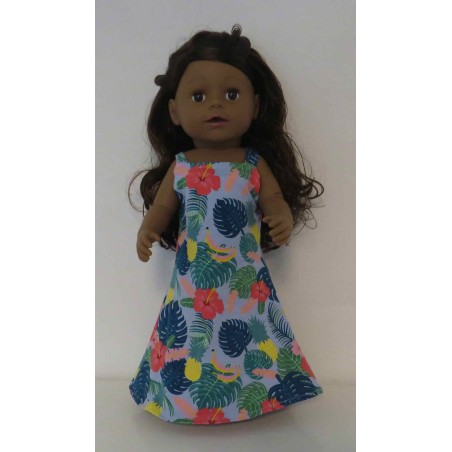 lange zomerjurk blauw  baby born 43cm