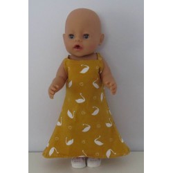lange zomerjurk oker geel zwanen baby born 43cm