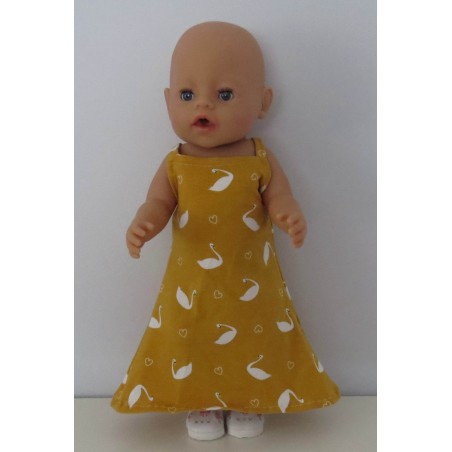 lange zomerjurk oker geel zwanen baby born 43cm