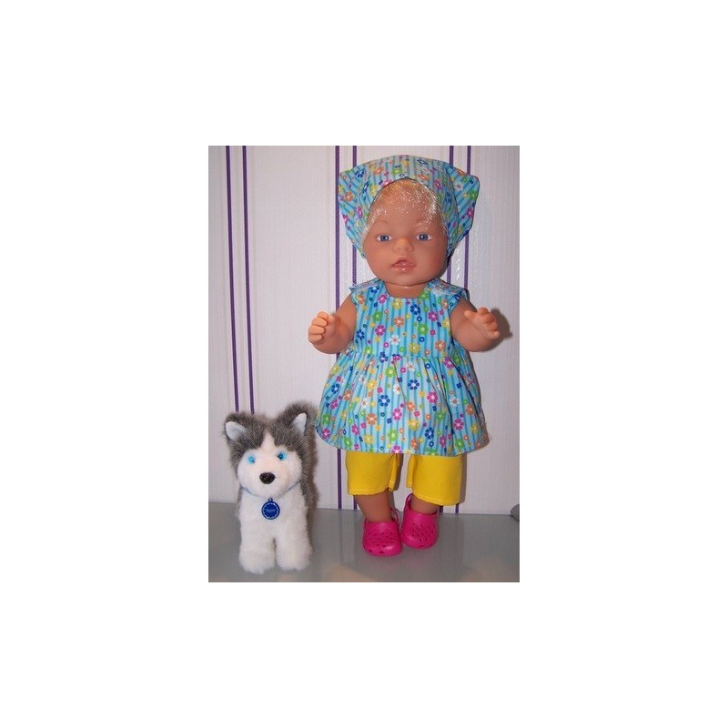 lente setje blauw bloemen baby born 43cm