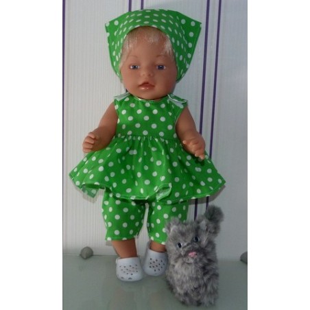 lente setje groen polka dots baby born 43cm