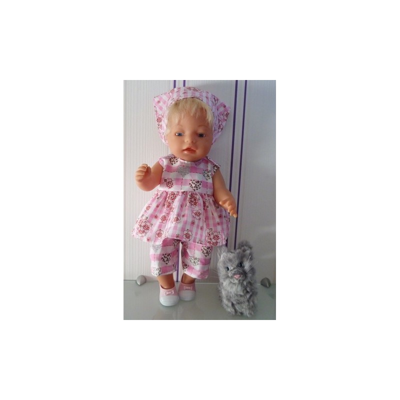 lente setje licht roze rozadotje baby born 43cm