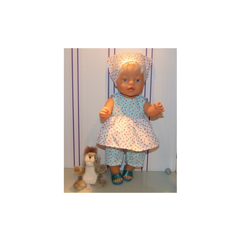 lente setje blauw wit gebloemd baby born 43cm