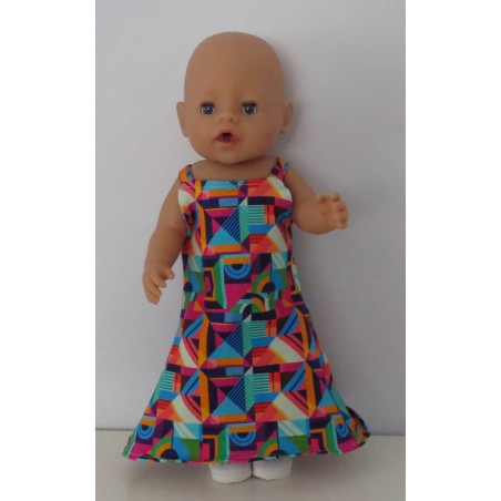 lange zomerjurk retro blauw baby born 43cm