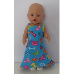 lange zomerjurk blauw cijfers baby born 43cm