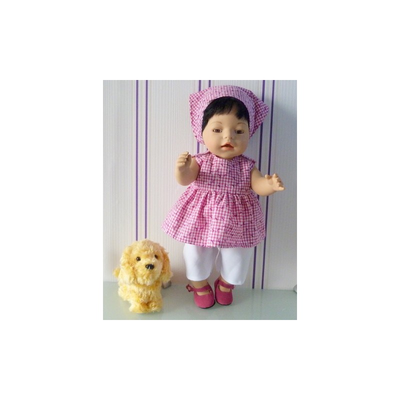 lente setje hard roze geruit baby born 43cm