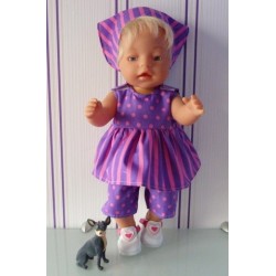 lente setje lila roze gestreept baby born 43cm
